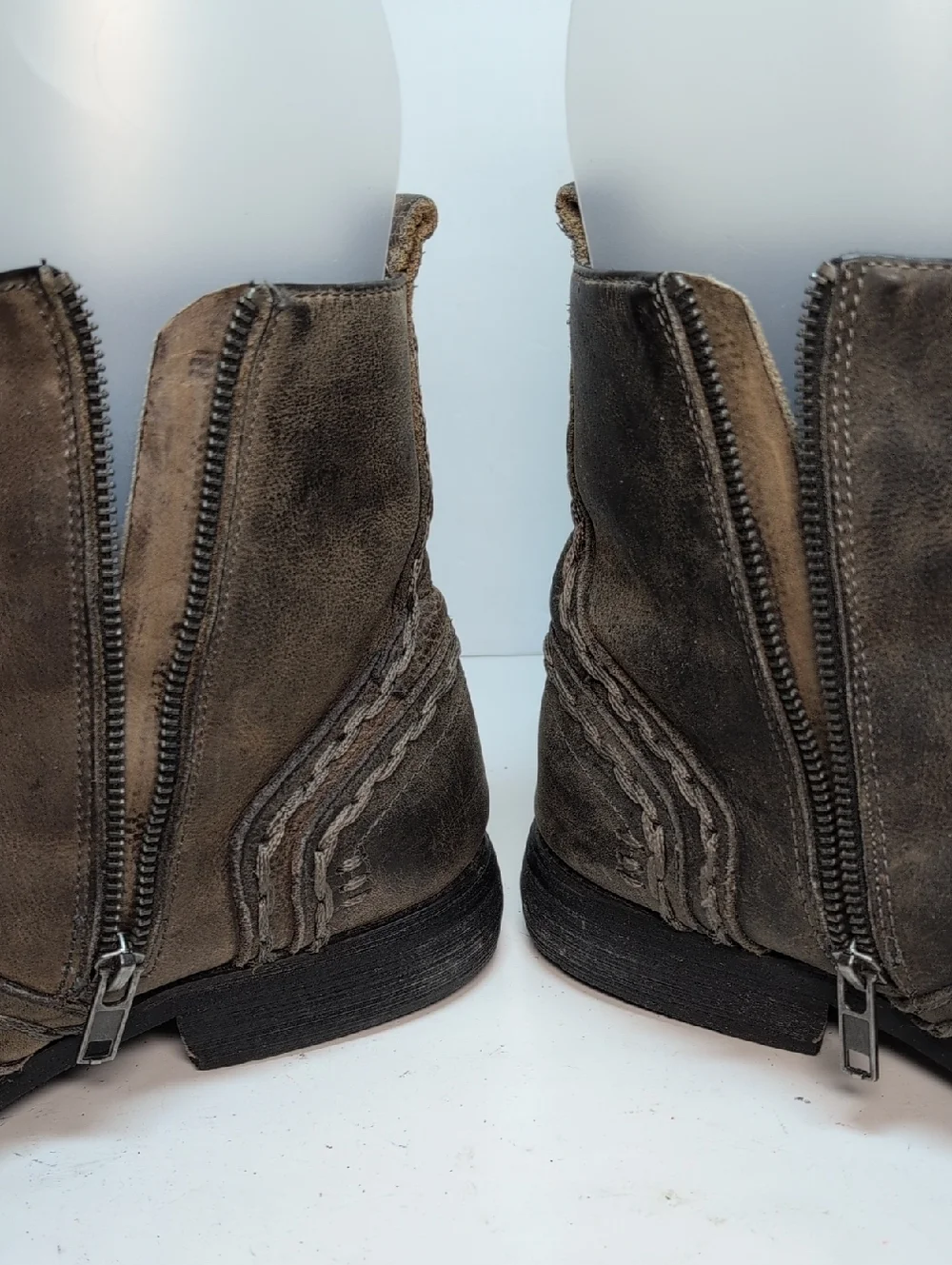 BED|STU revolution Distressed Brown Leather zip Ankle Boots mens size 10 EU 43